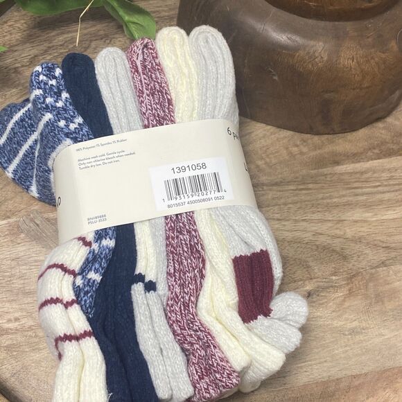 6 Pair Lucky Brand Super Soft Boot Sock for Women's Shoe Size 5-10 Blue Gray - Picture 7 of 7